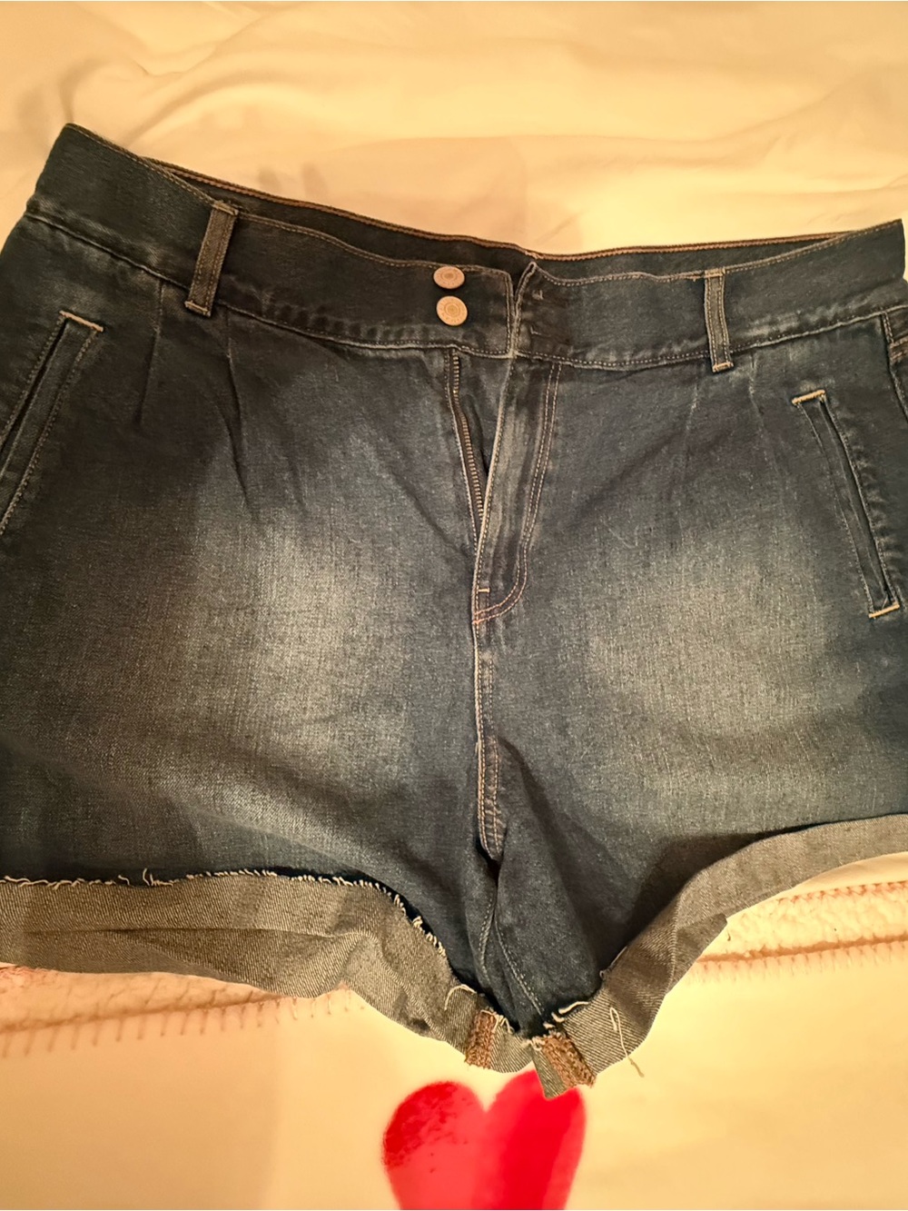 American Eagle Outfitters Dark Blue Cuffed Denim Shorts